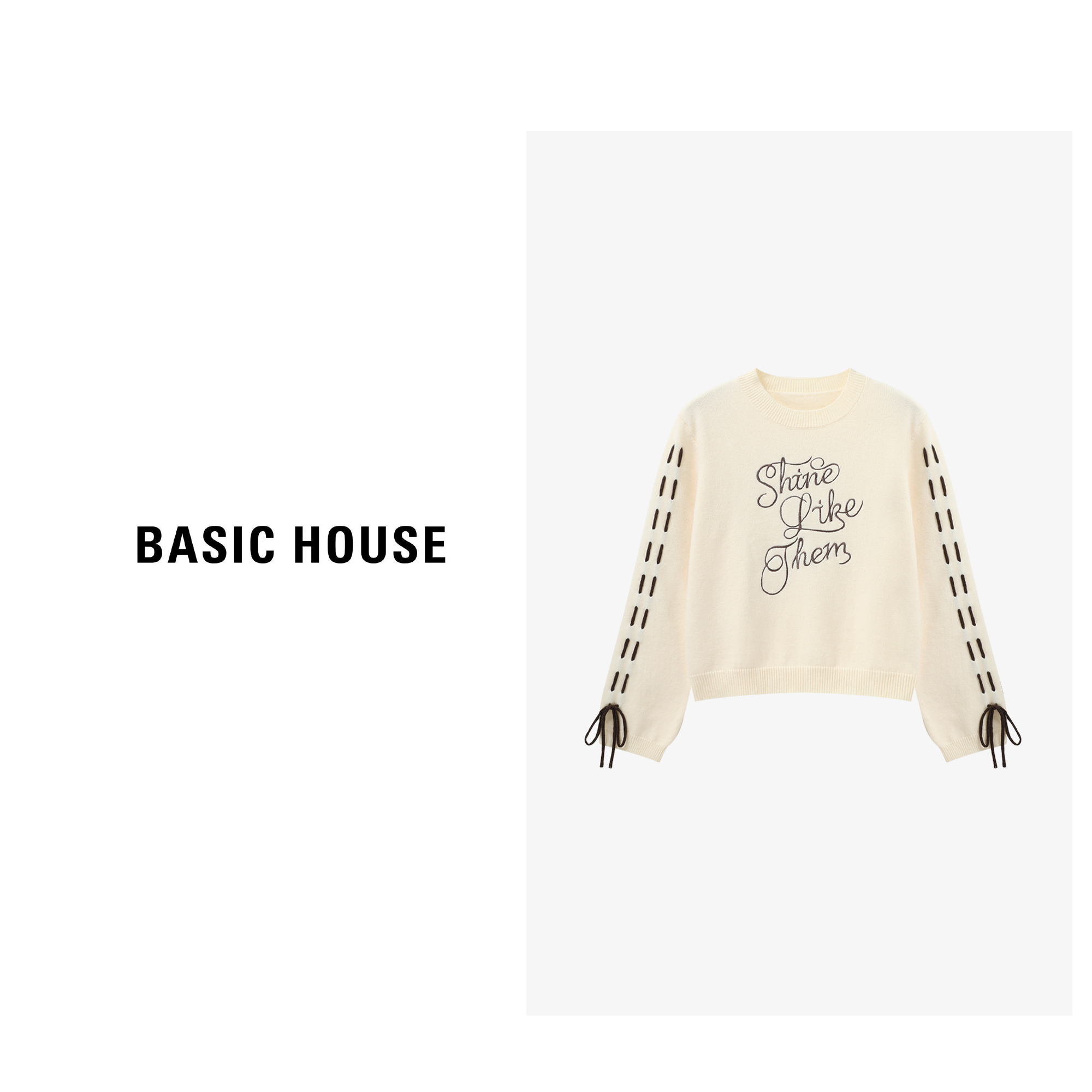 Basic House/百家好慵懒风女装短款宽松舒适百搭毛衣-B0625B5MRO2