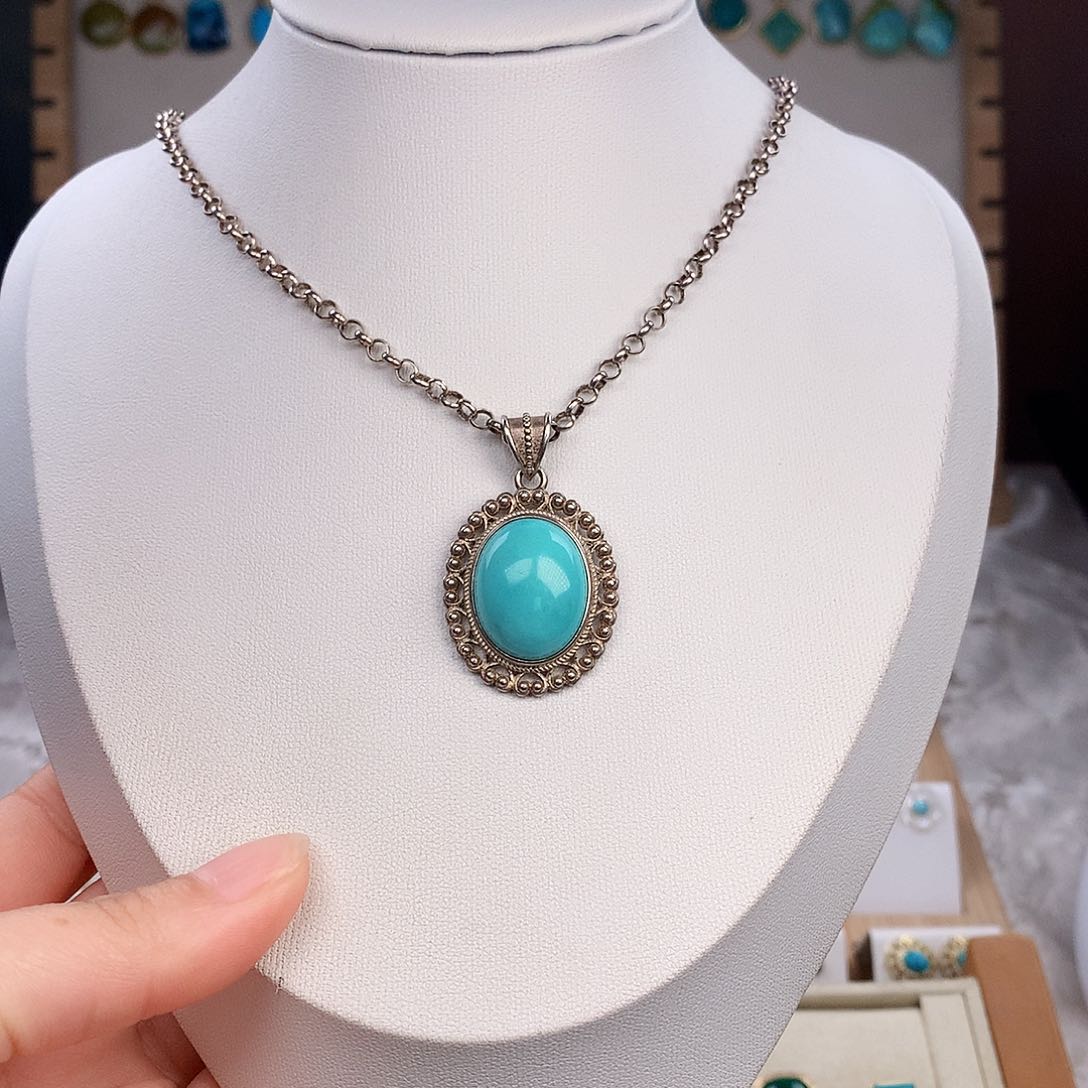 绿松石珠宝奇石银S925镶嵌