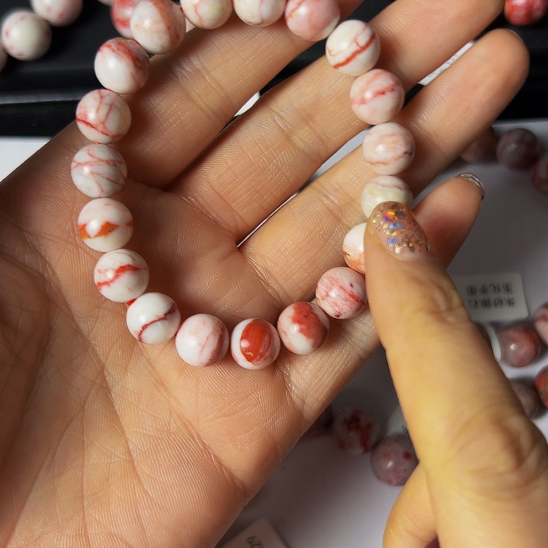 玛瑙/玉髓朱砂原石手串卡10未镶嵌