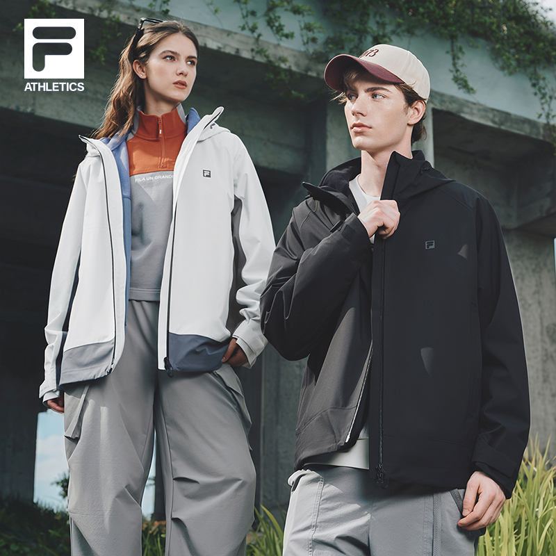 FILA 斐乐官方情侣款冲锋衣两件套2025冬季新款健身运动宽松外套