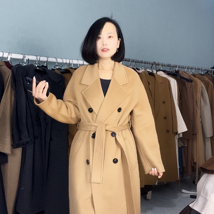 双面呢大衣L码801浅驼色