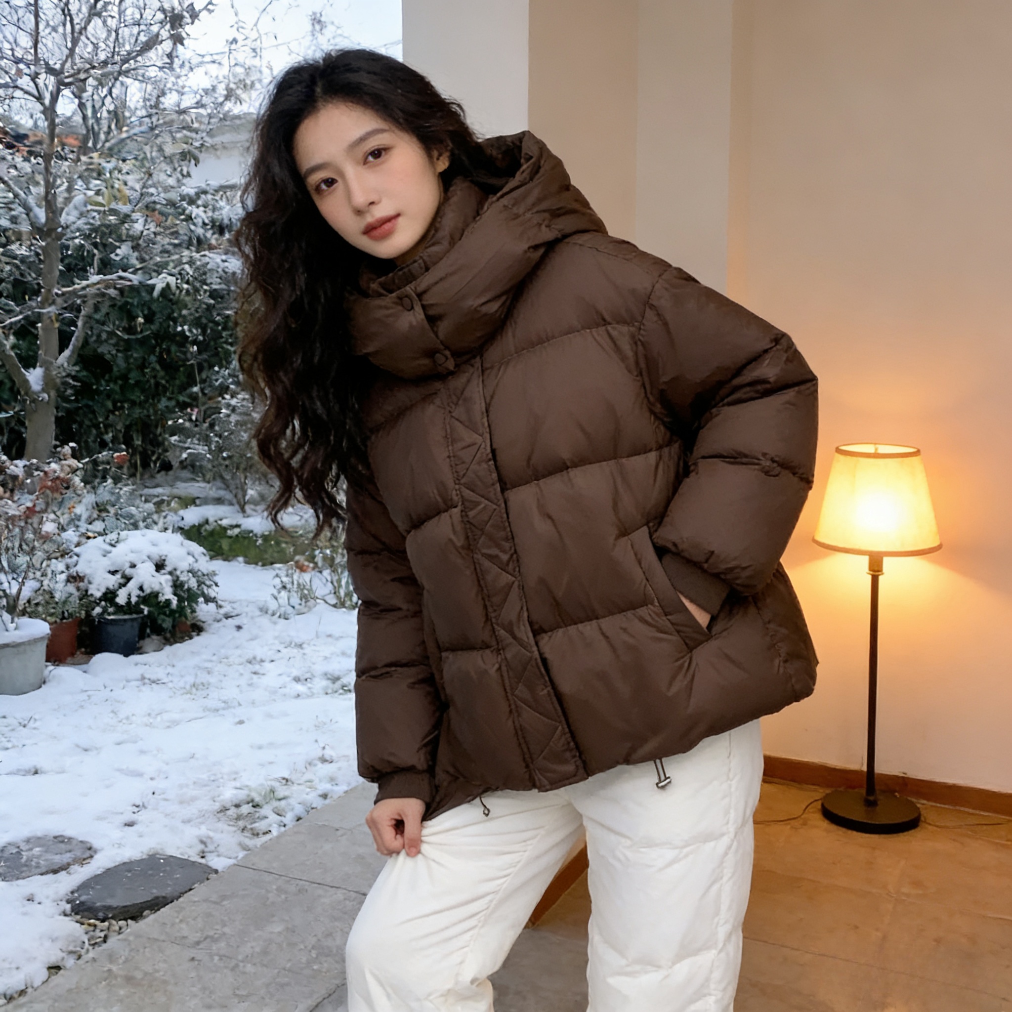 连帽短款运动风女保暖轻薄宽松韩版休闲01821