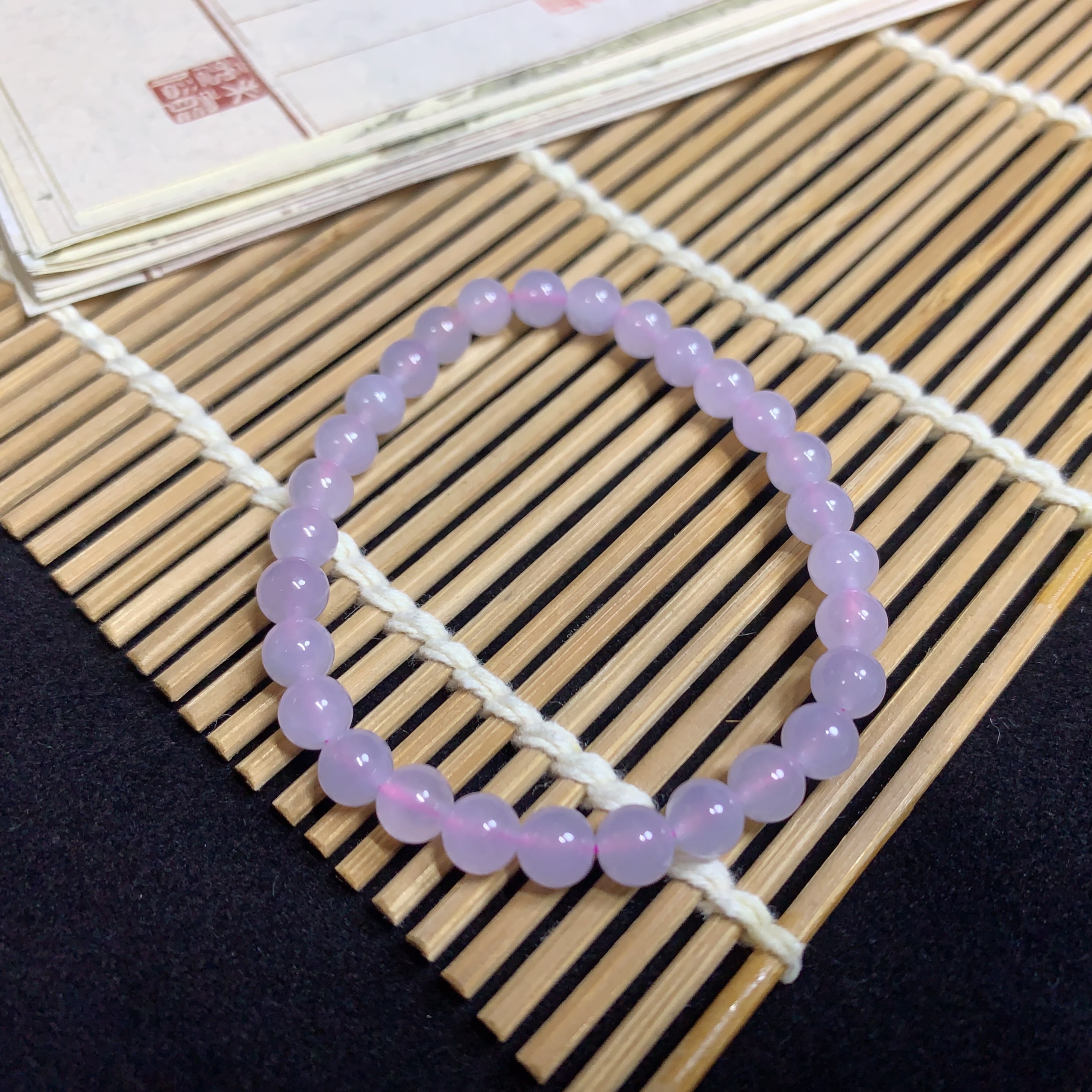 【琪宝臻选】冰胶淡淡粉紫手串 卡5.8mm 天然缅甸翡翠A货 95折