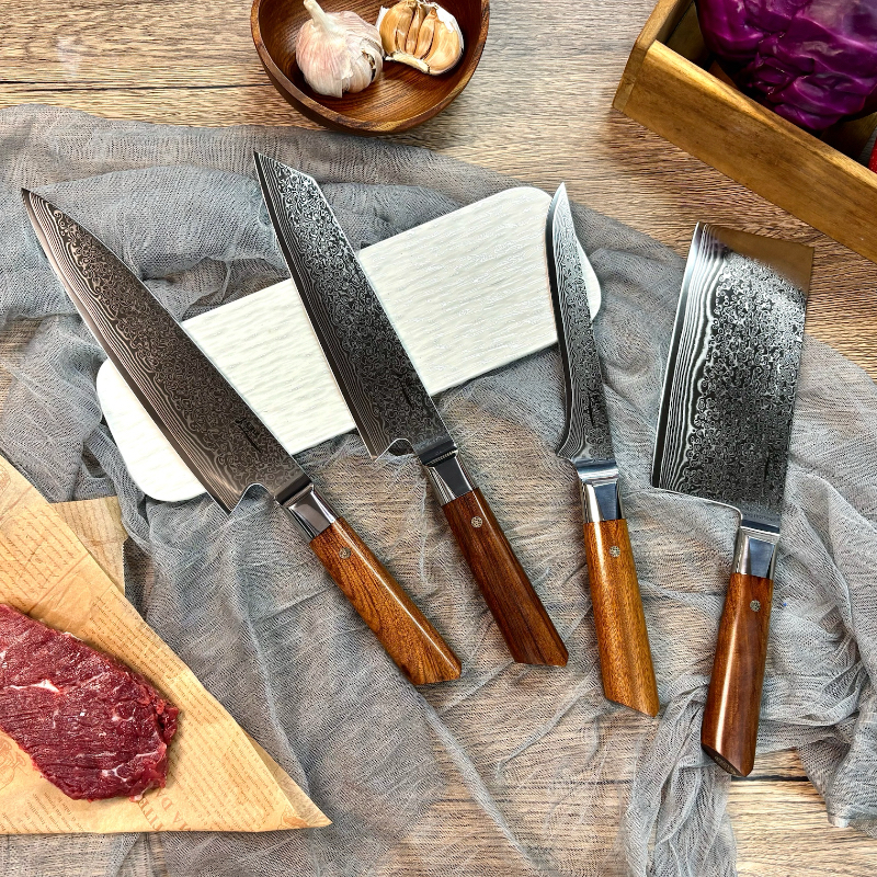 煜桦作大马士革钢厨房刀具套组家用菜刀厨师刀日式切付刀剔骨万用