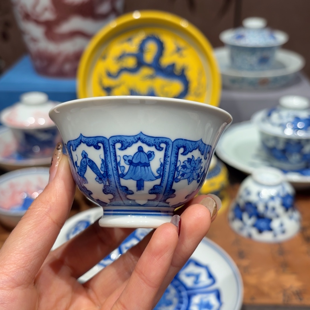 瓷片手工手绘陶瓷茶具