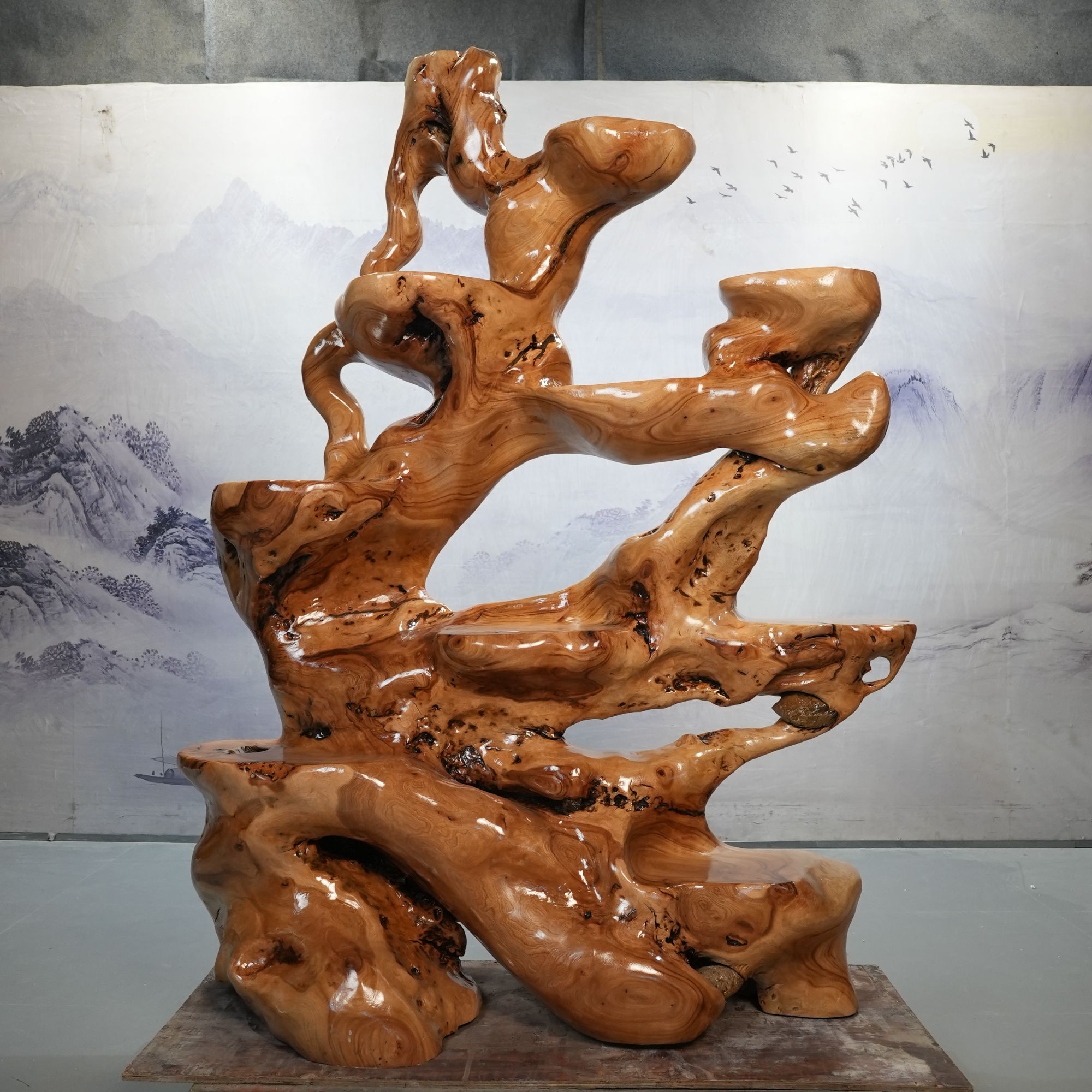 根雕花架树根摆件树型摆花架香樟木实木落地木雕根艺155-55-200cm