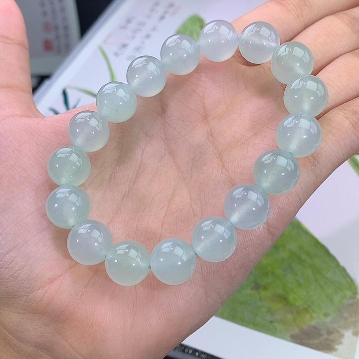 手链翡翠未镶嵌翡翠冰种甜绿手串卡11.8