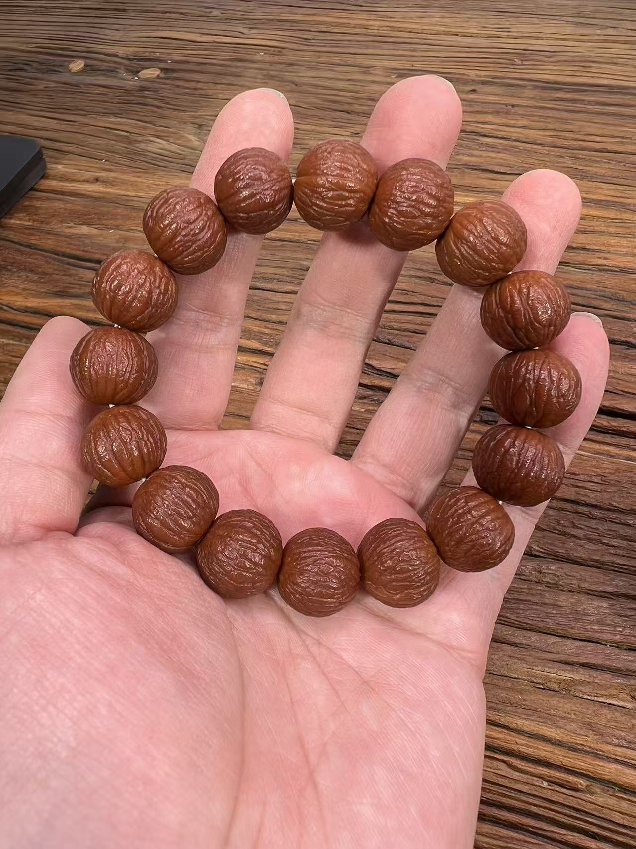 纯手盘玉化原皮猴头手串