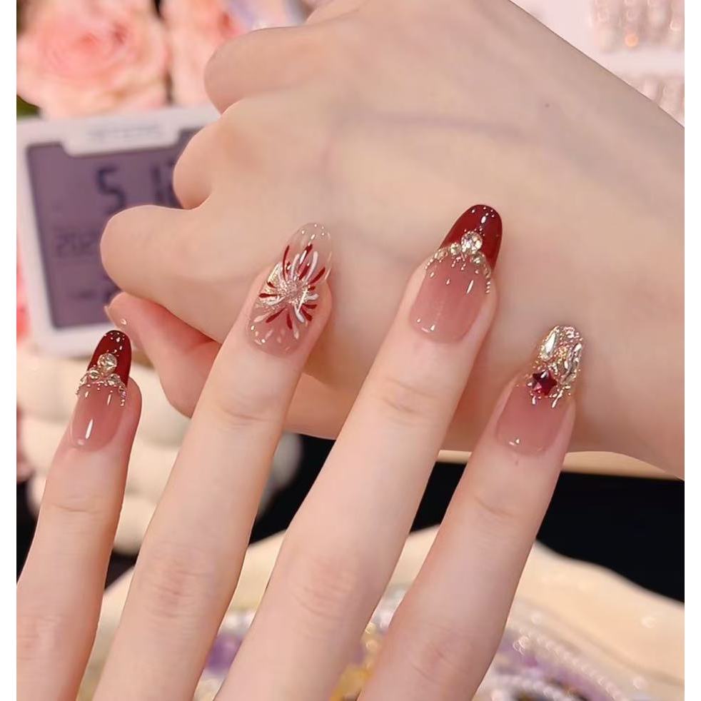 【刹那烟火】手工猫眼穿戴甲美甲贴片可拆卸指甲贴片10片装