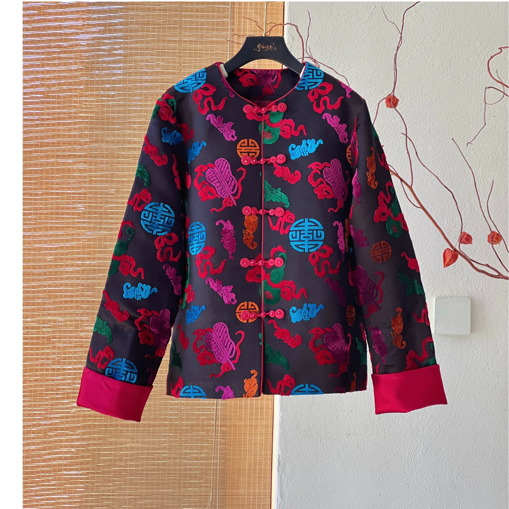 【以晴.高定】高端非遗轻奢漳缎外套黑八宝葫芦新中式