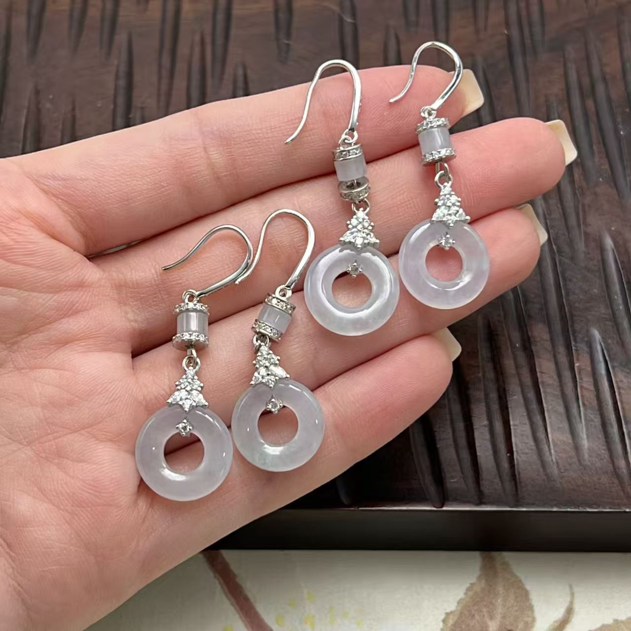 【北野珠宝】天然缅甸A货翡翠耳钩-B85H-281多样性发一13mm