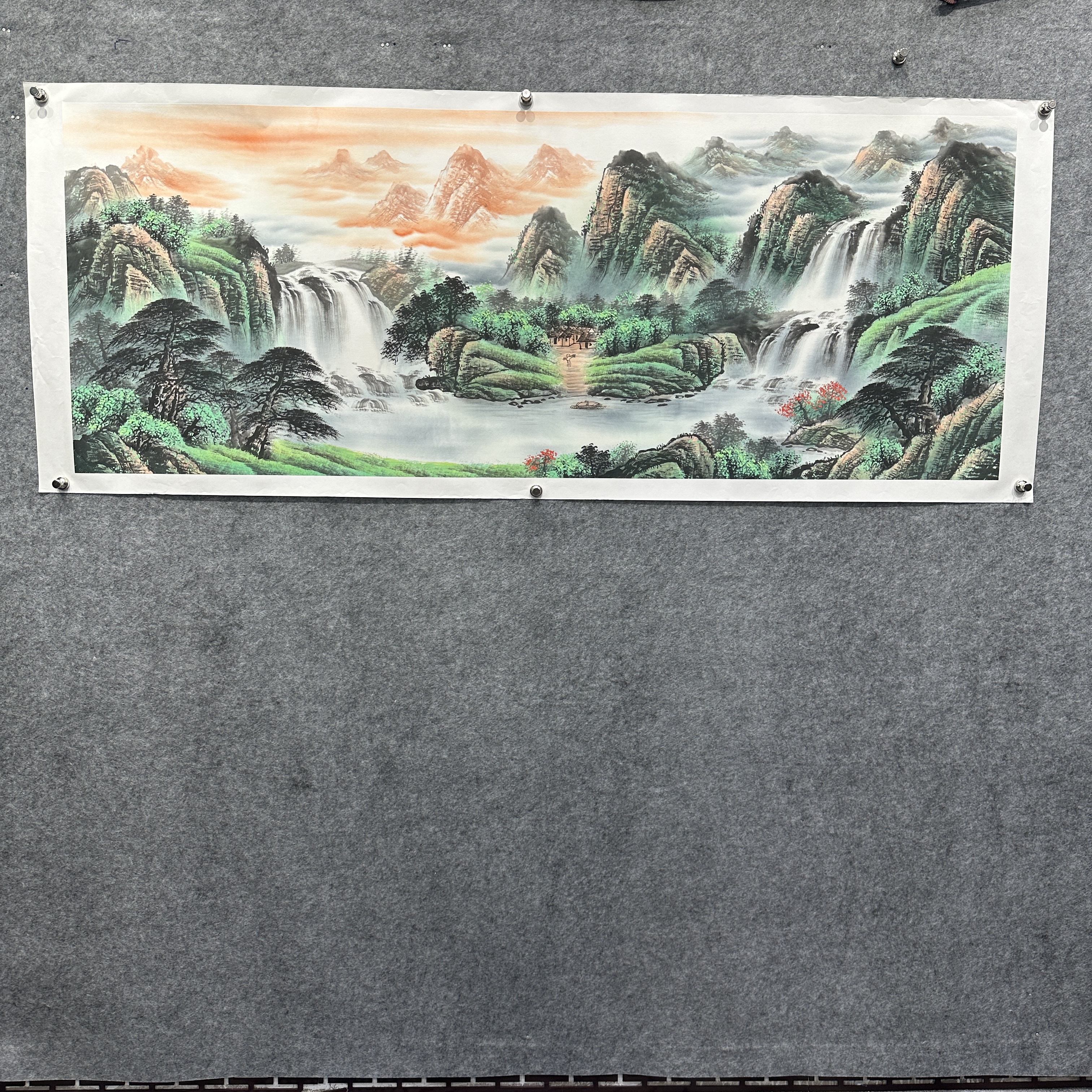 齐振家亲笔手绘山水画【高山流水】190*75cm送锦礼盒收藏送礼作品