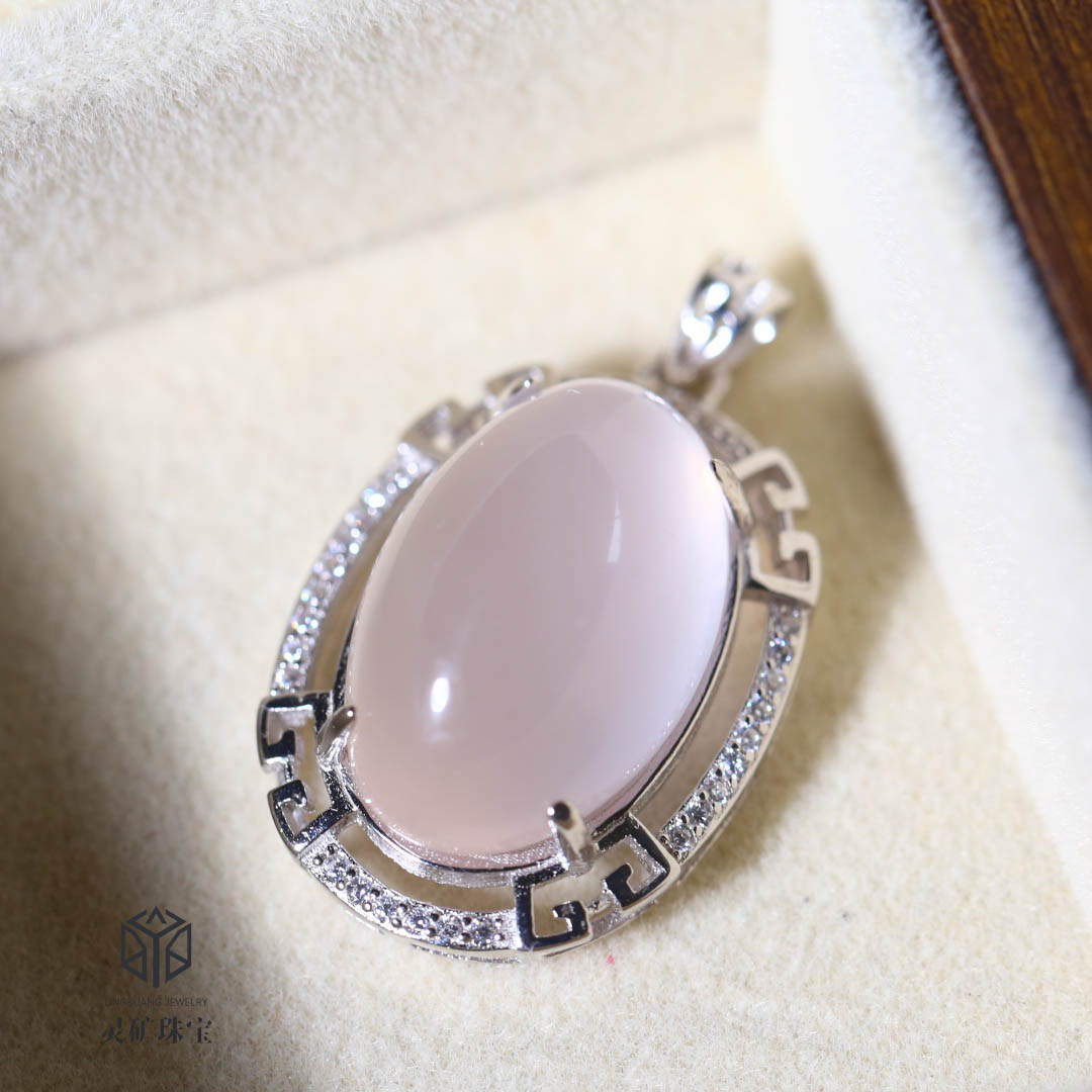 天然芙蓉石挂坠  大气高级轻奢925银礼物