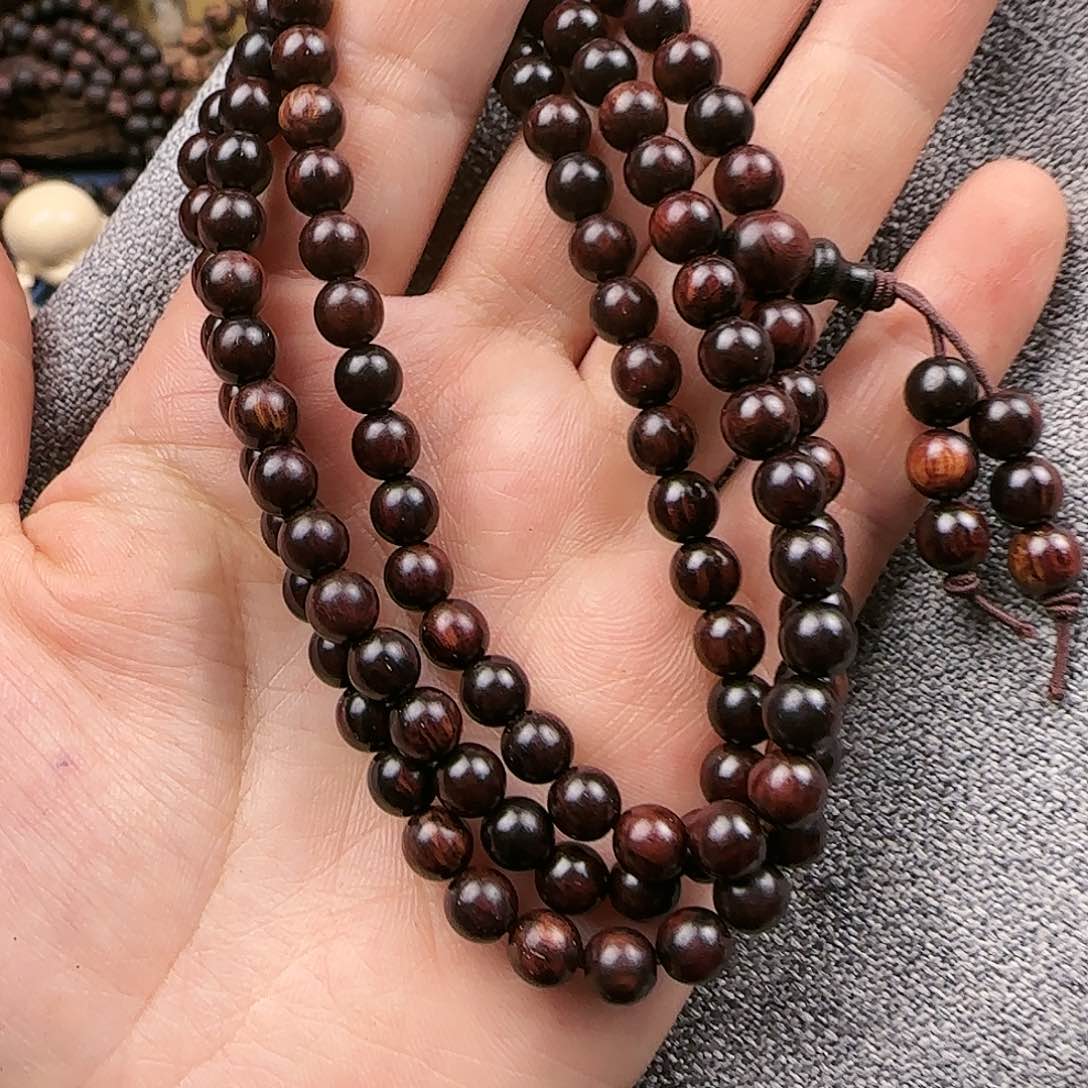 降真香手串/手链海南花梨公黑金玉化0.6#108多圈