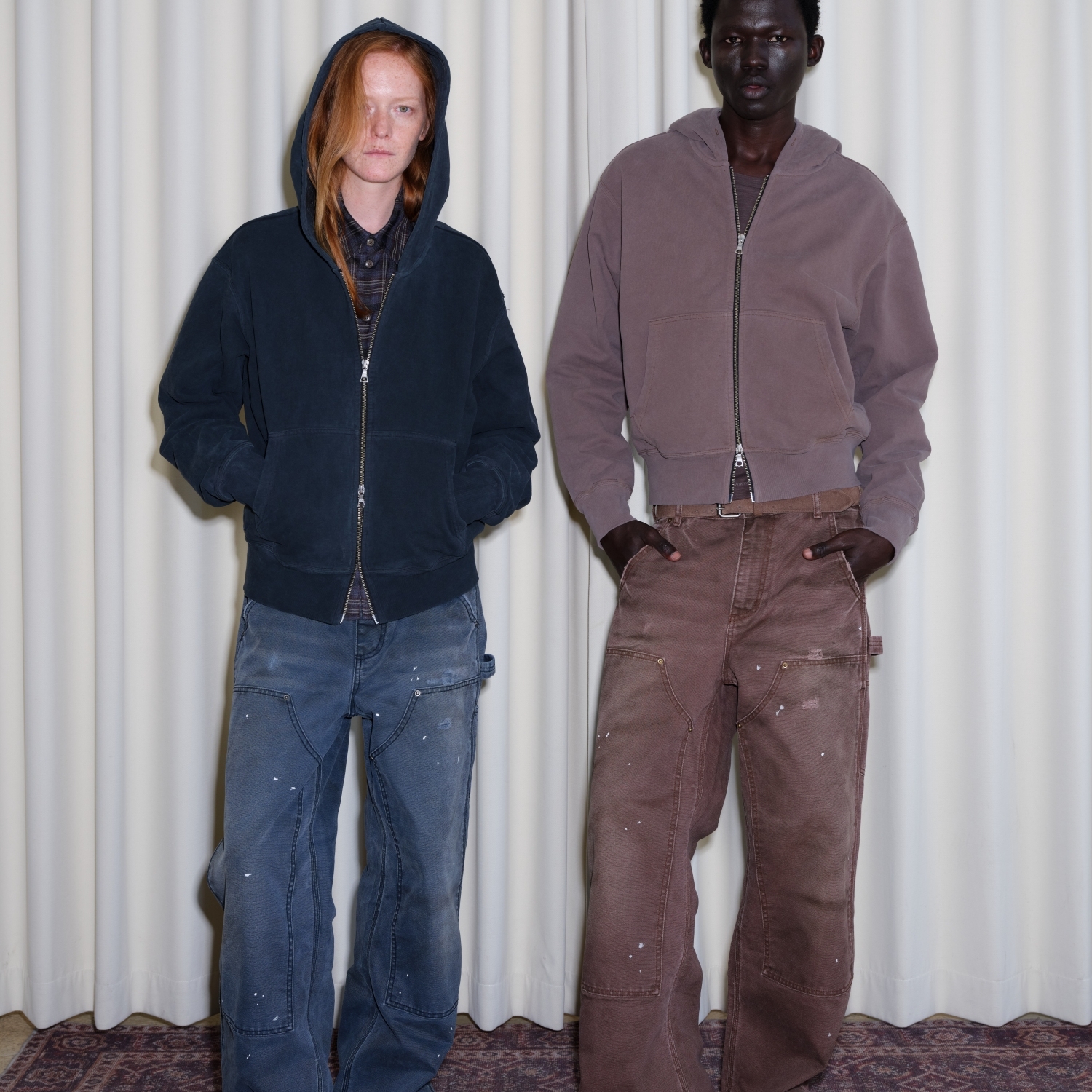 VLABMADE 重制B01复古双膝伐木长裤*重水洗做旧泼墨A字直筒工装裤