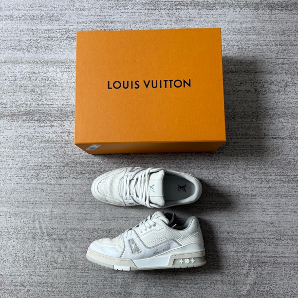 99新 LouisVuitton/路易威登 Trainer 皮革平底板鞋/尺码8/2063