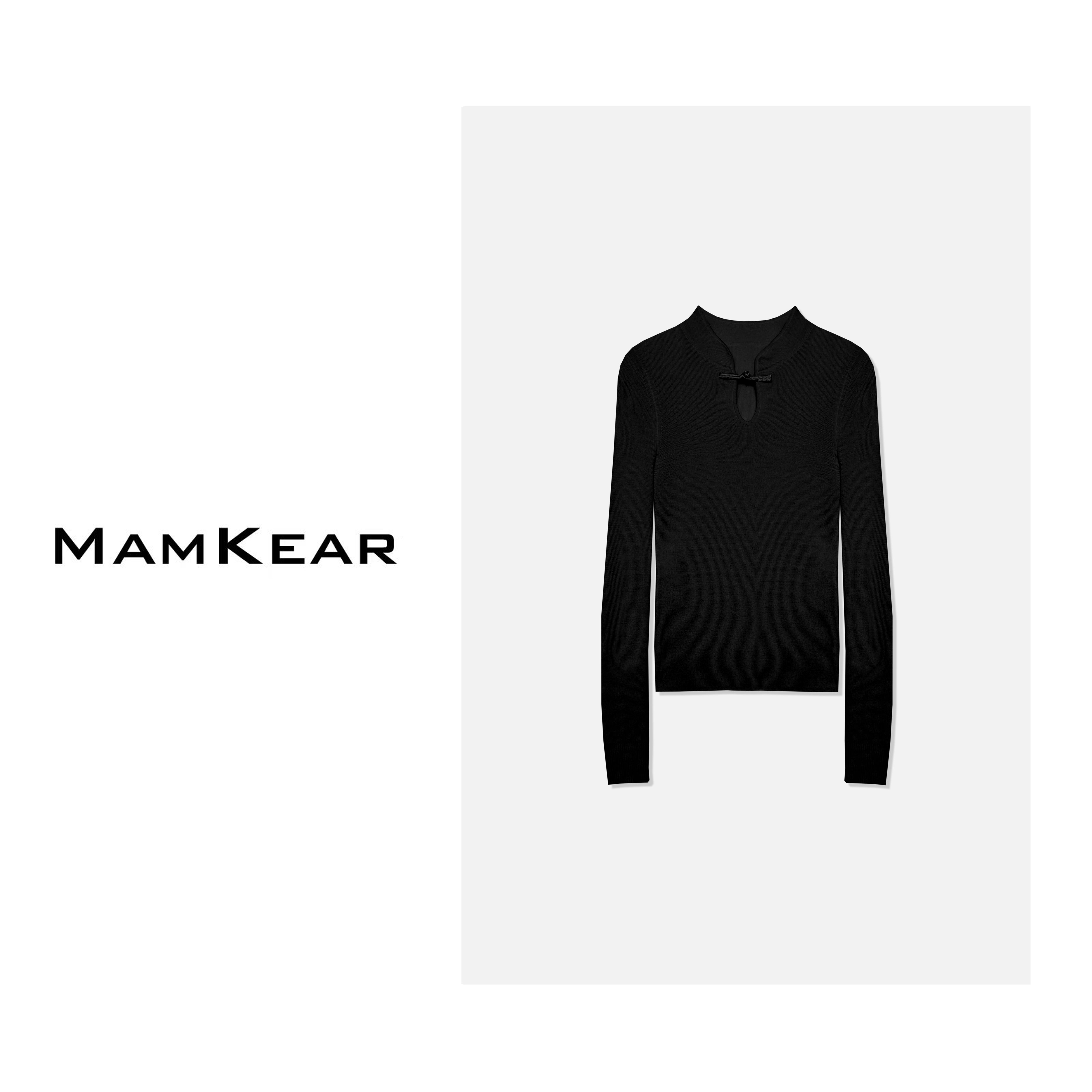 【可可专属】女款新中式盘扣修身羊毛套头衫/22415