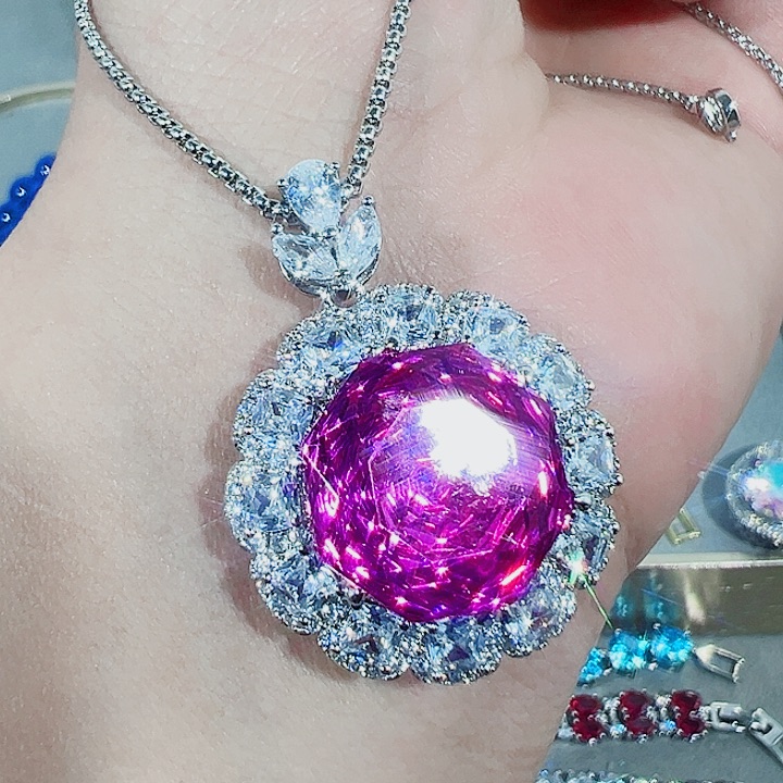 非金属红色蓝色满镶嵌吊坠戒指