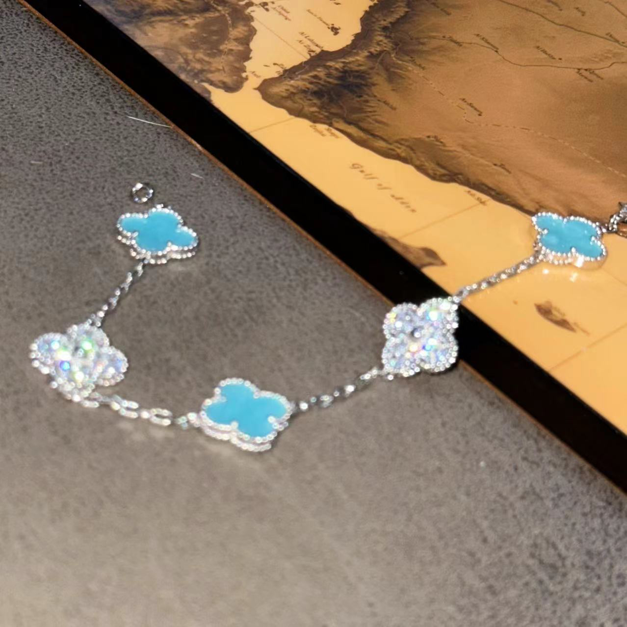 钛钢手链 高级感限定蓝色花花手链-67231