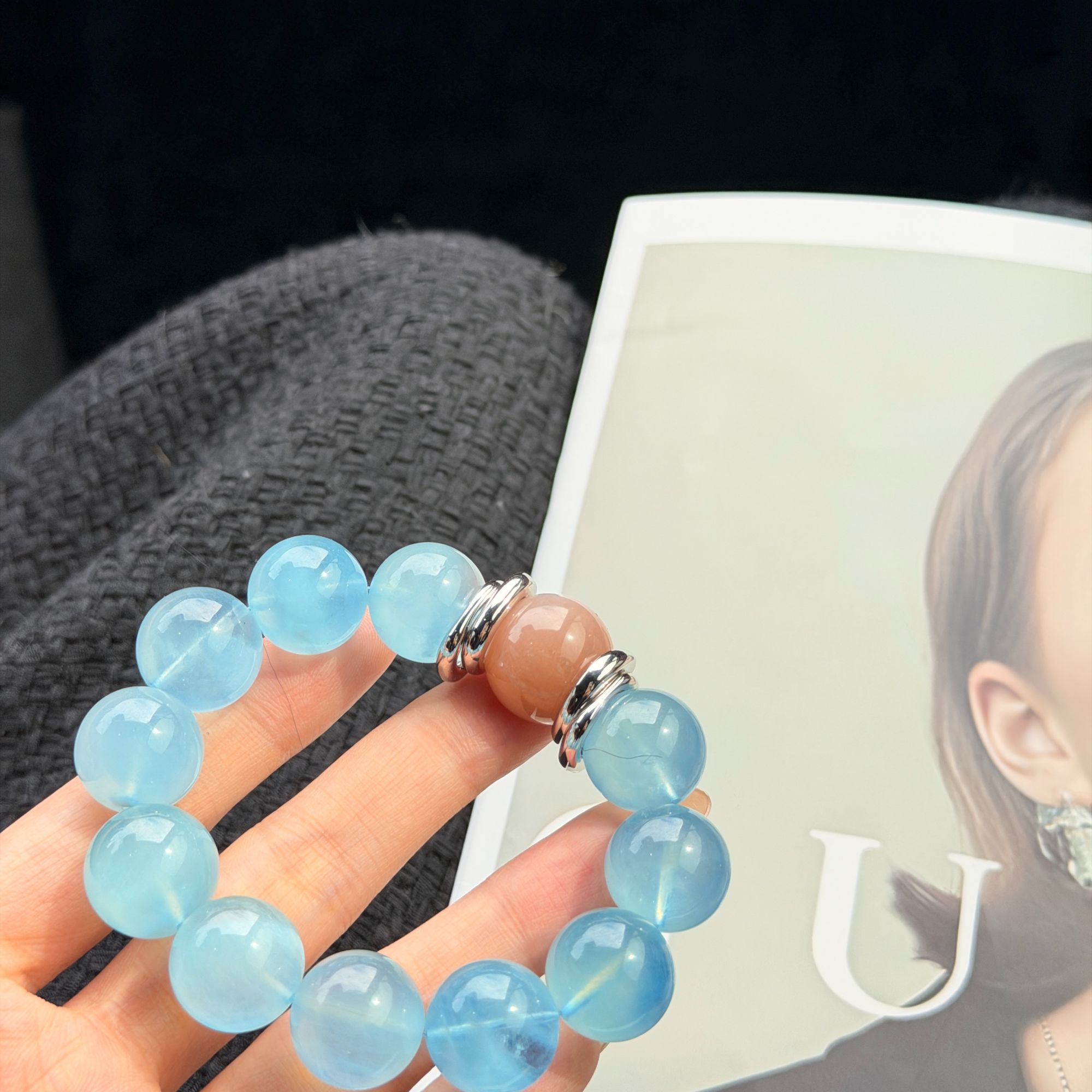 BEREAL彼悦·【橙子海盐】海蓝宝&橙月光手串——多样性发其一