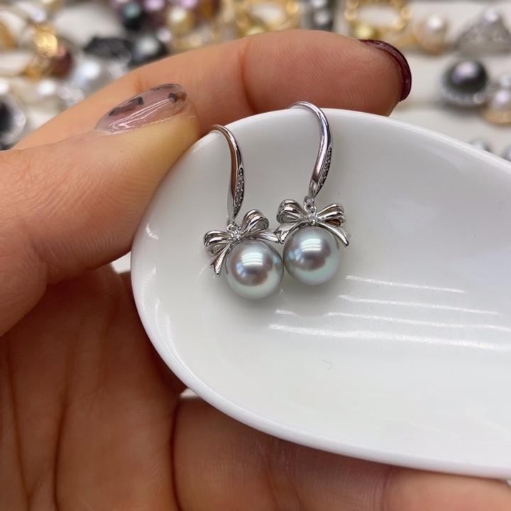 海水珍珠耳饰银S925镶嵌