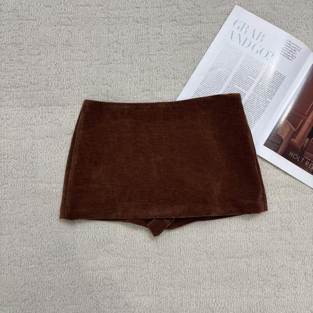 BUZH秋冬新款美拉德风复古修身显瘦A字短裙短裤裙