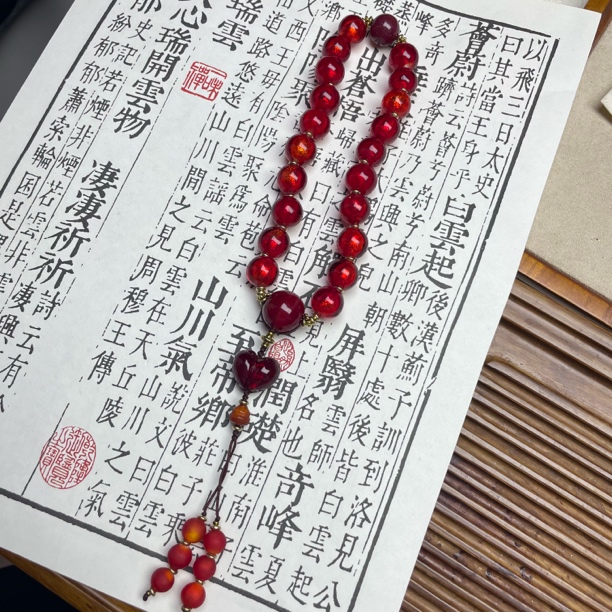 天然辰砂LZ7030红色银箔琉璃紫金砂朱砂手持
