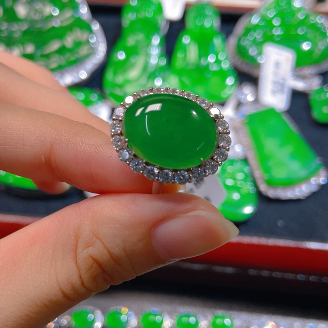 翡翠银S925镶嵌吊坠(不含链)