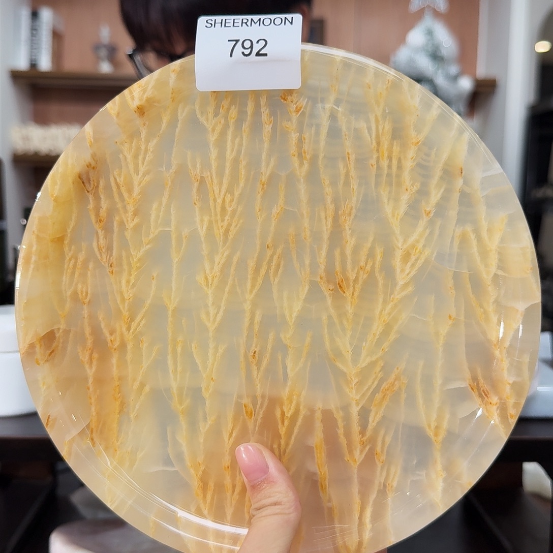 纯天然大理石792白玉麦穗盘子