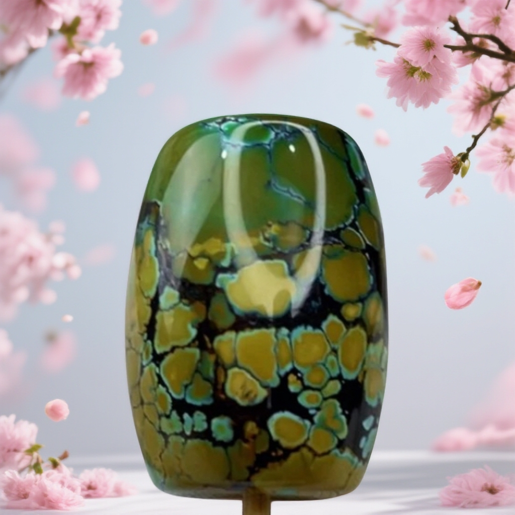 湖北原矿知己绿松石特色唐三彩桶珠配饰