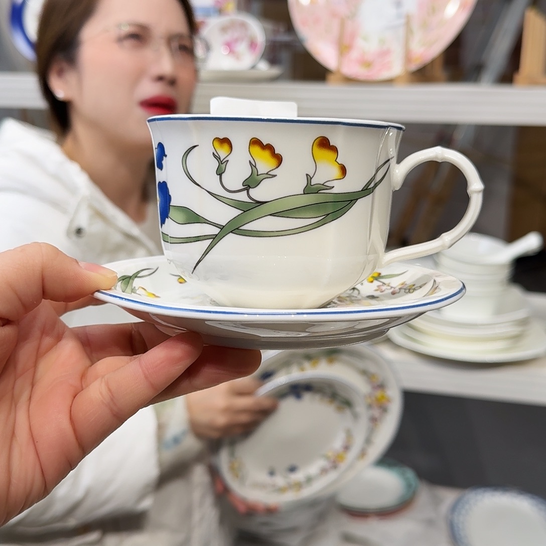 骨瓷骨瓷咖啡杯碟一套350ml外贸骨瓷