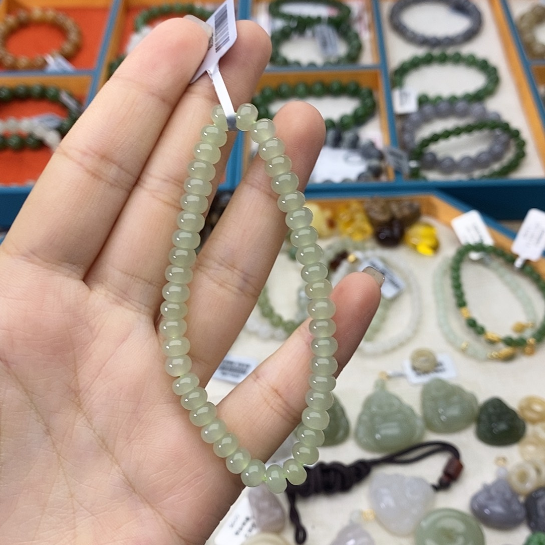 和田玉未镶嵌颈饰w7晴水算盘珠4*6