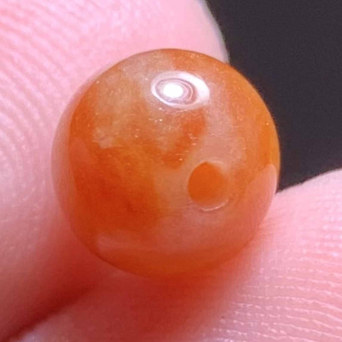 【红翡•圆珠】缅甸天然A货翡翠糯冰红翡特色红白相间配珠顶珠百搭8