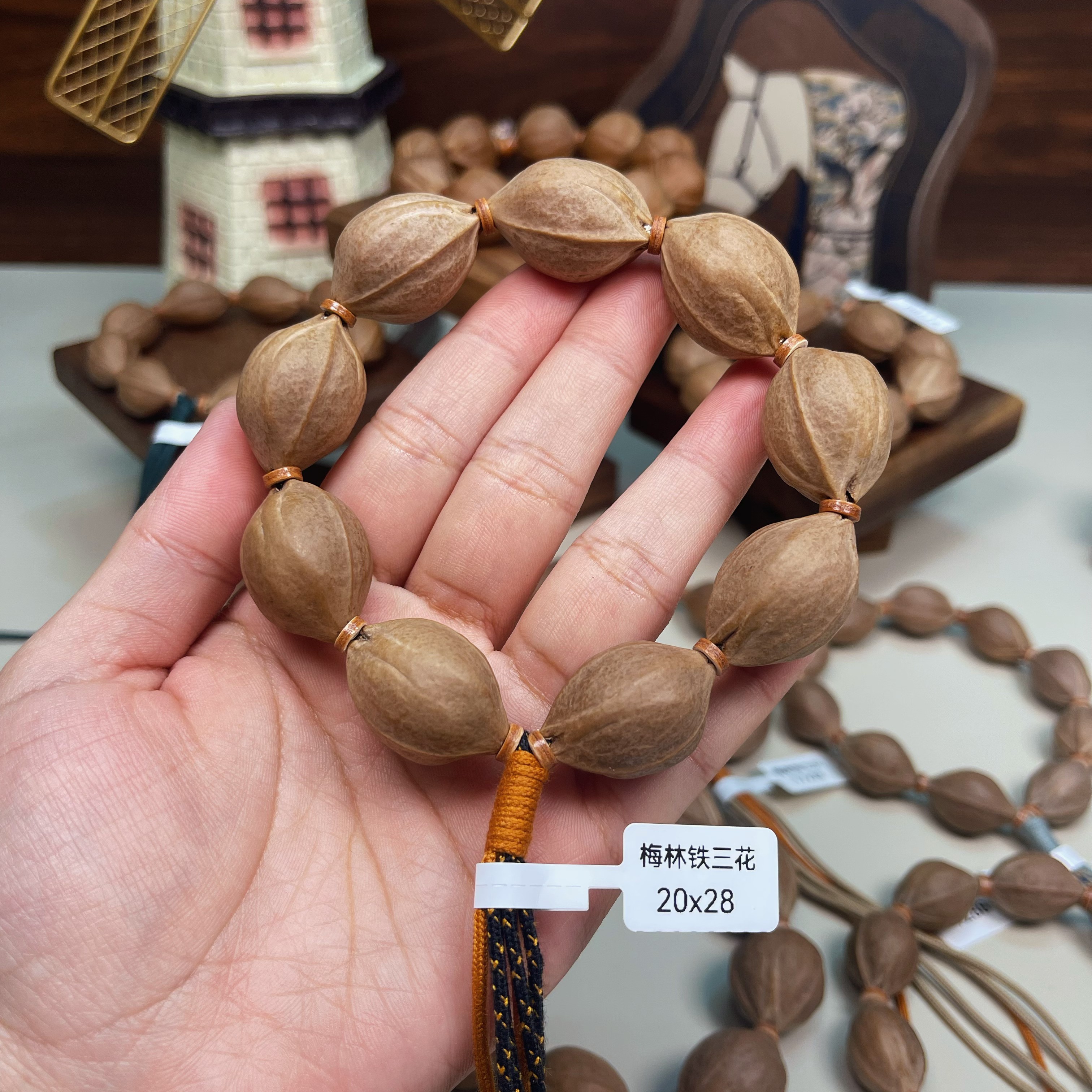 梅林铁核20×28三花高密原生态橄榄核手串