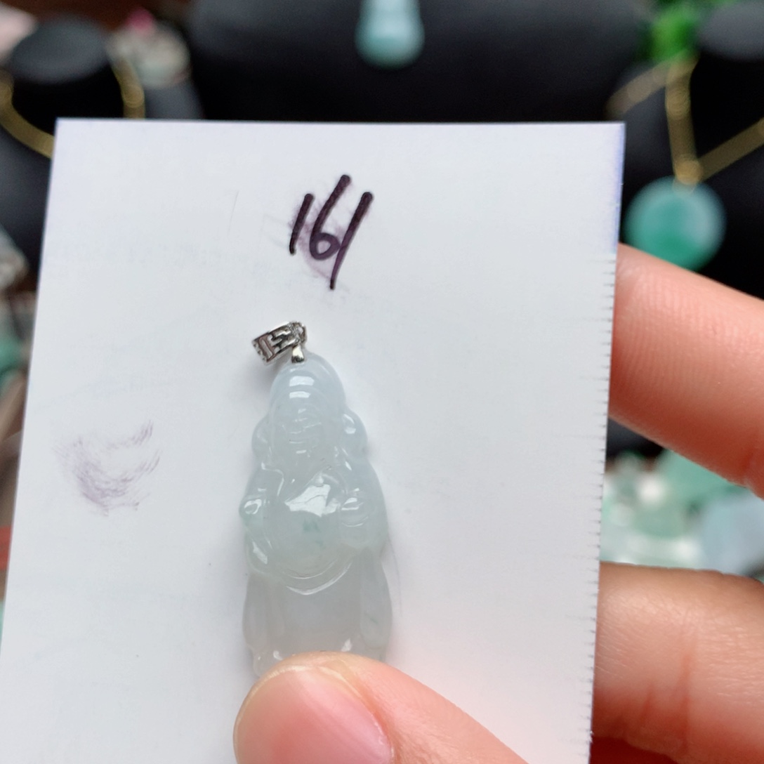 翡翠颈饰银S925镶嵌吊坠