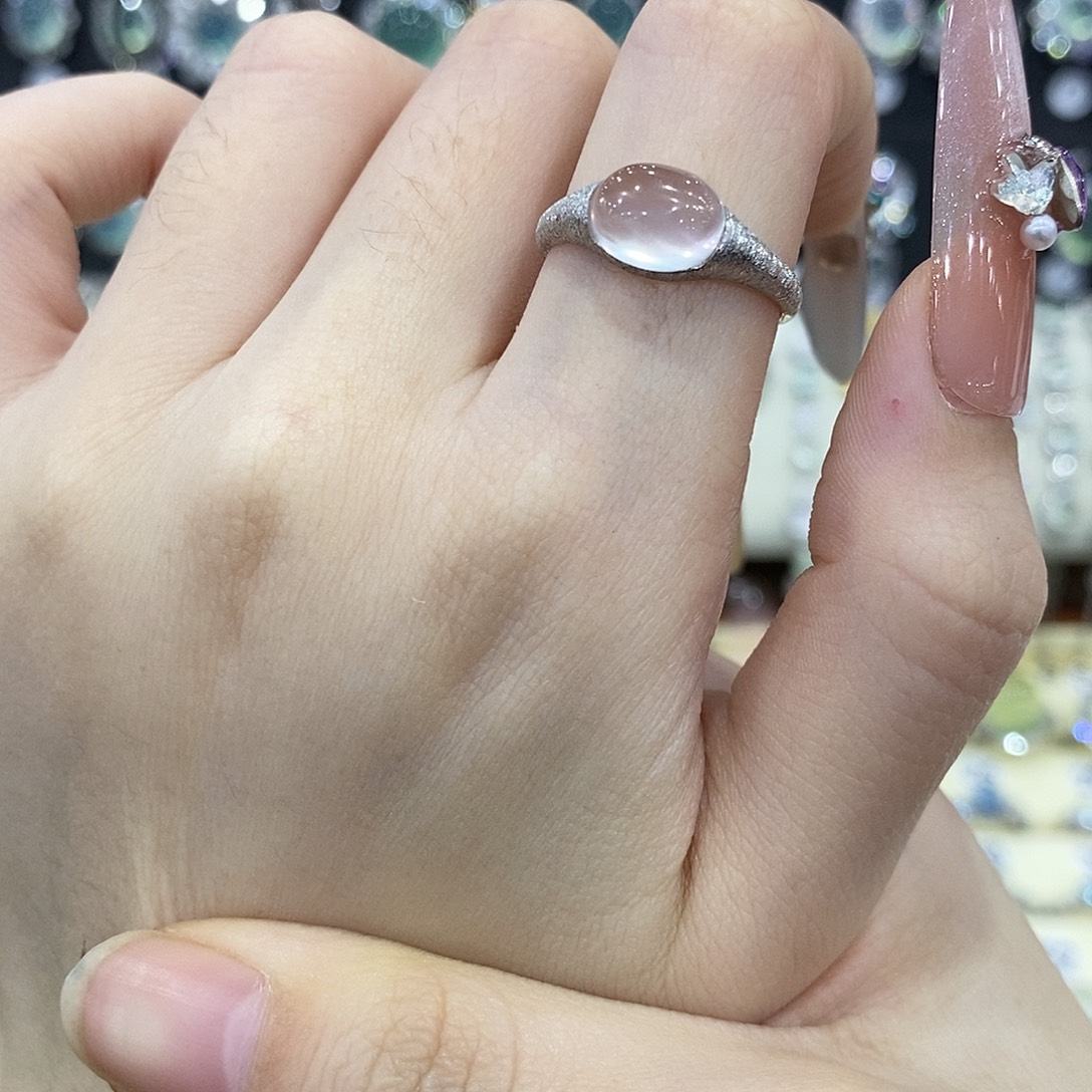 戒指银S925镶嵌芙蓉石