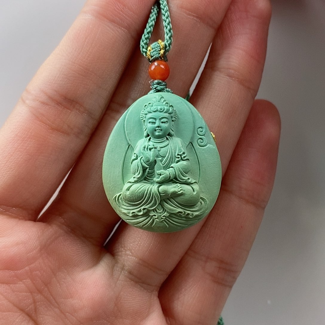 绿松石珠宝奇石未镶嵌净瓶观音