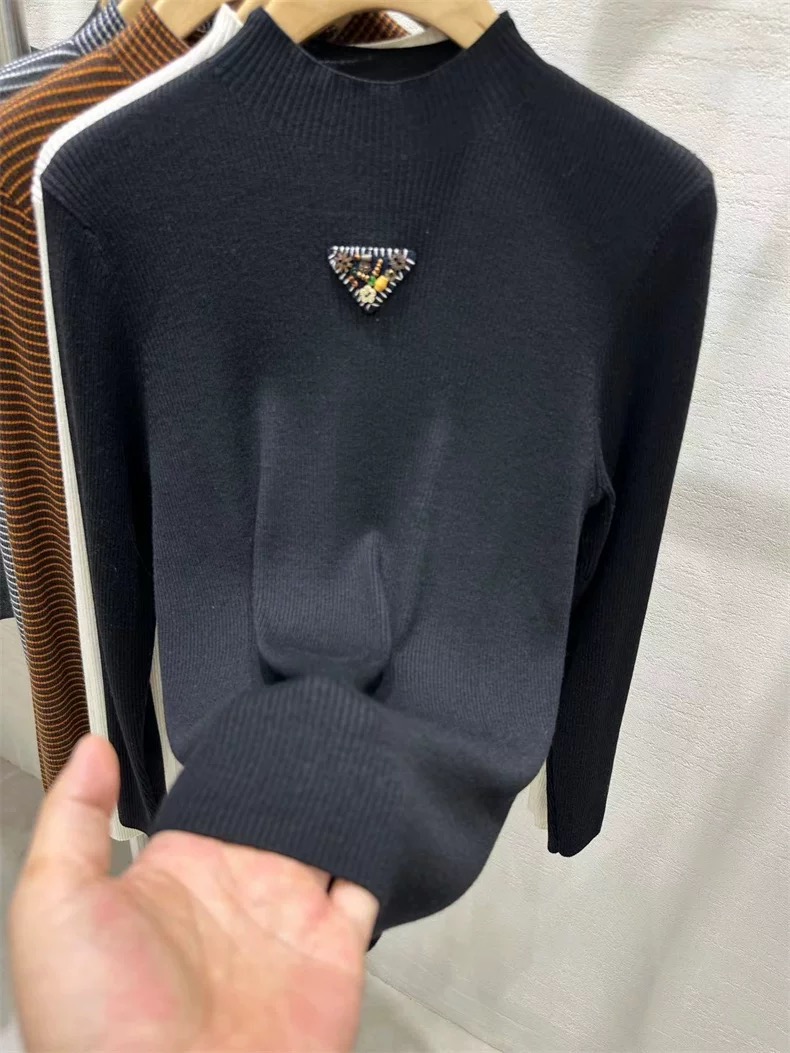 B318小P拼皮高领长袖打底