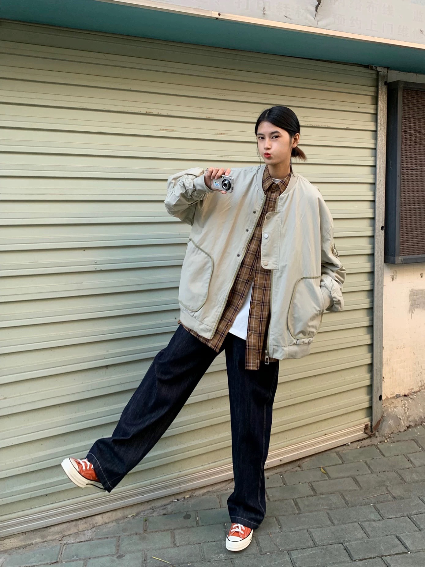 日系古着棒球领工装夹克男女同款 JK05