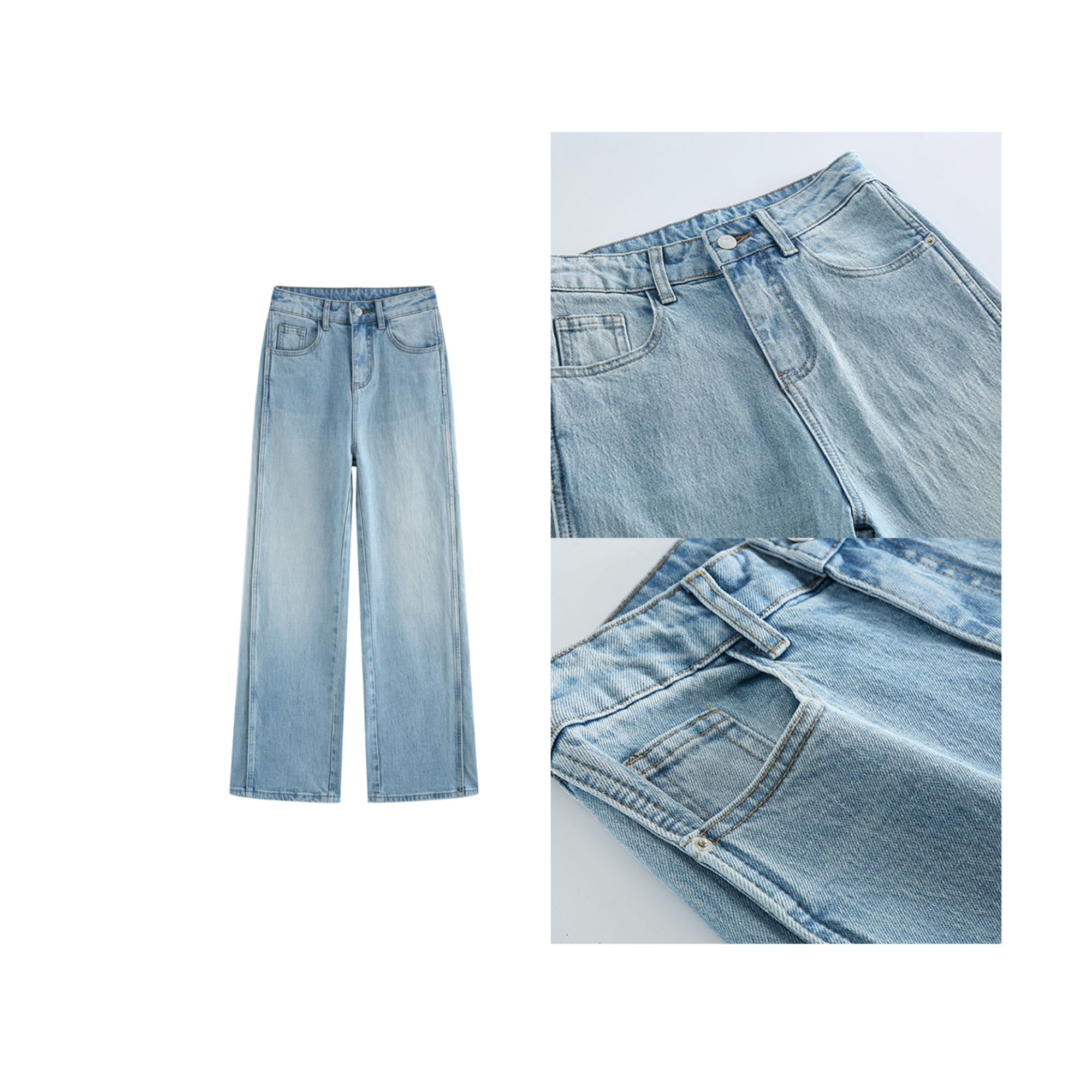 一线进口大牛-无弹摩登解构主义·侧缝垂感阔腿裤-设计师款3803