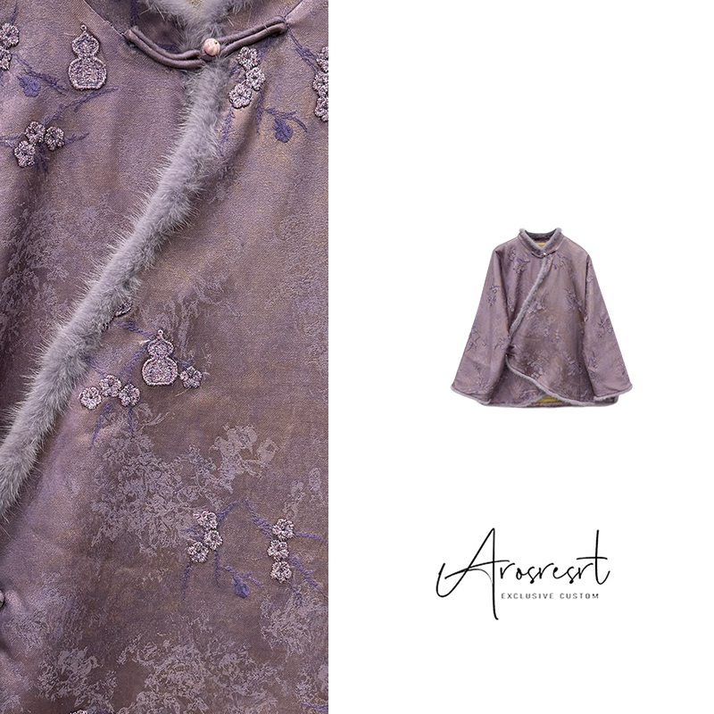 【紫葫芦】2025冬季新款国潮新中式国风圆领上衣提花