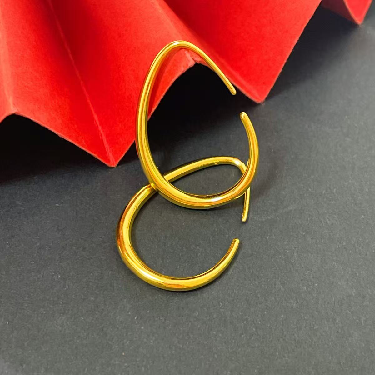 姐妹黄金  足金999 鹅蛋水滴耳饰