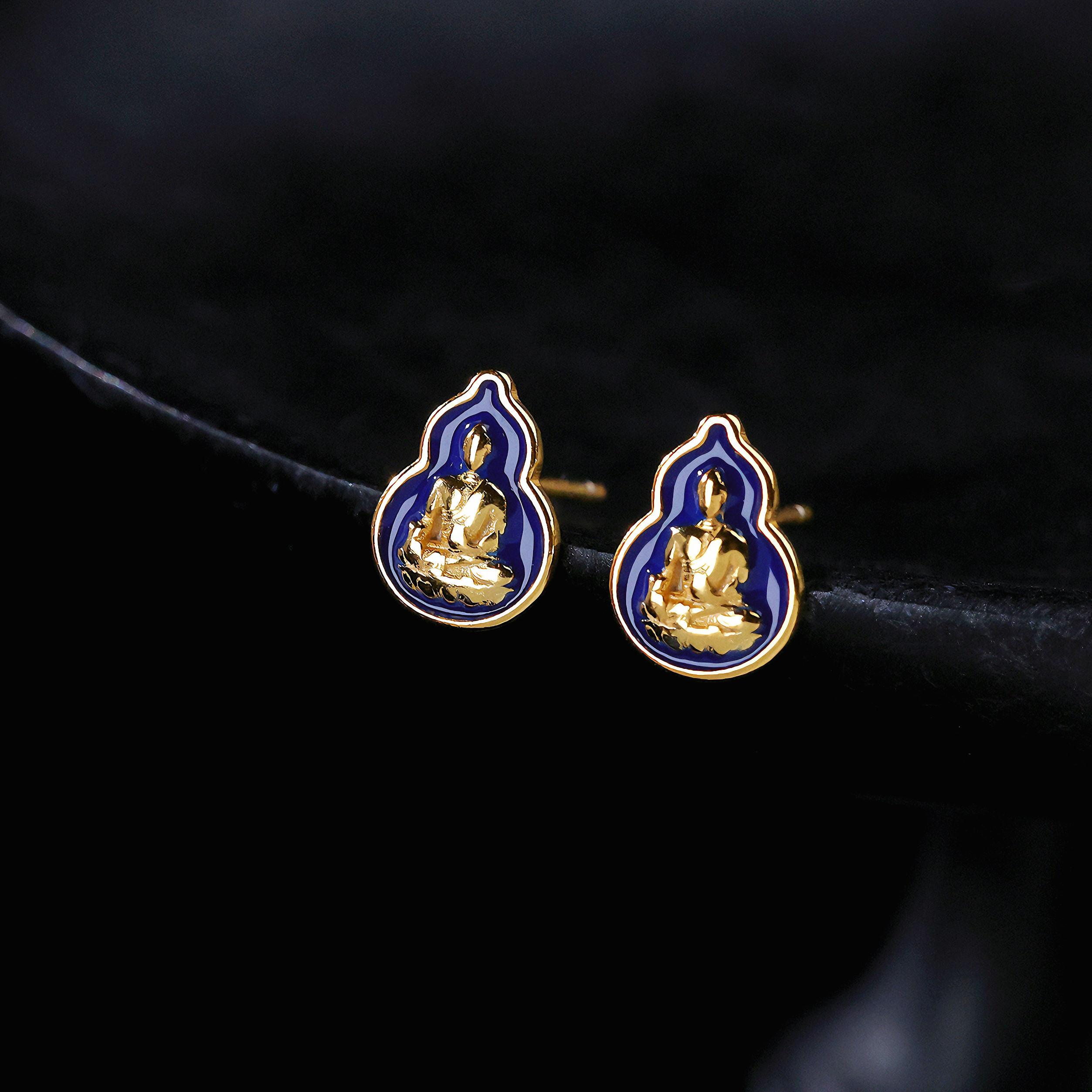 925银耳饰 【思嘉】蓝珥 · 药师佛烧蓝轻安耳钉 | AB0083