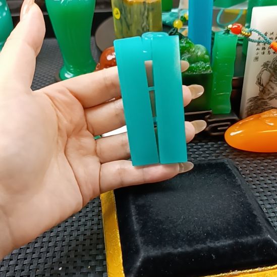 寿山石印石天空蓝对章
