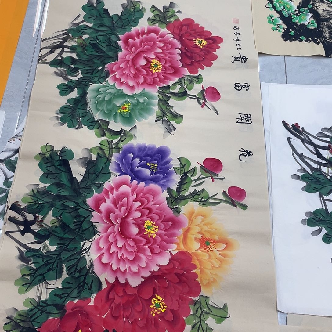 国画国画作品原稿四尺横幅仿古五彩