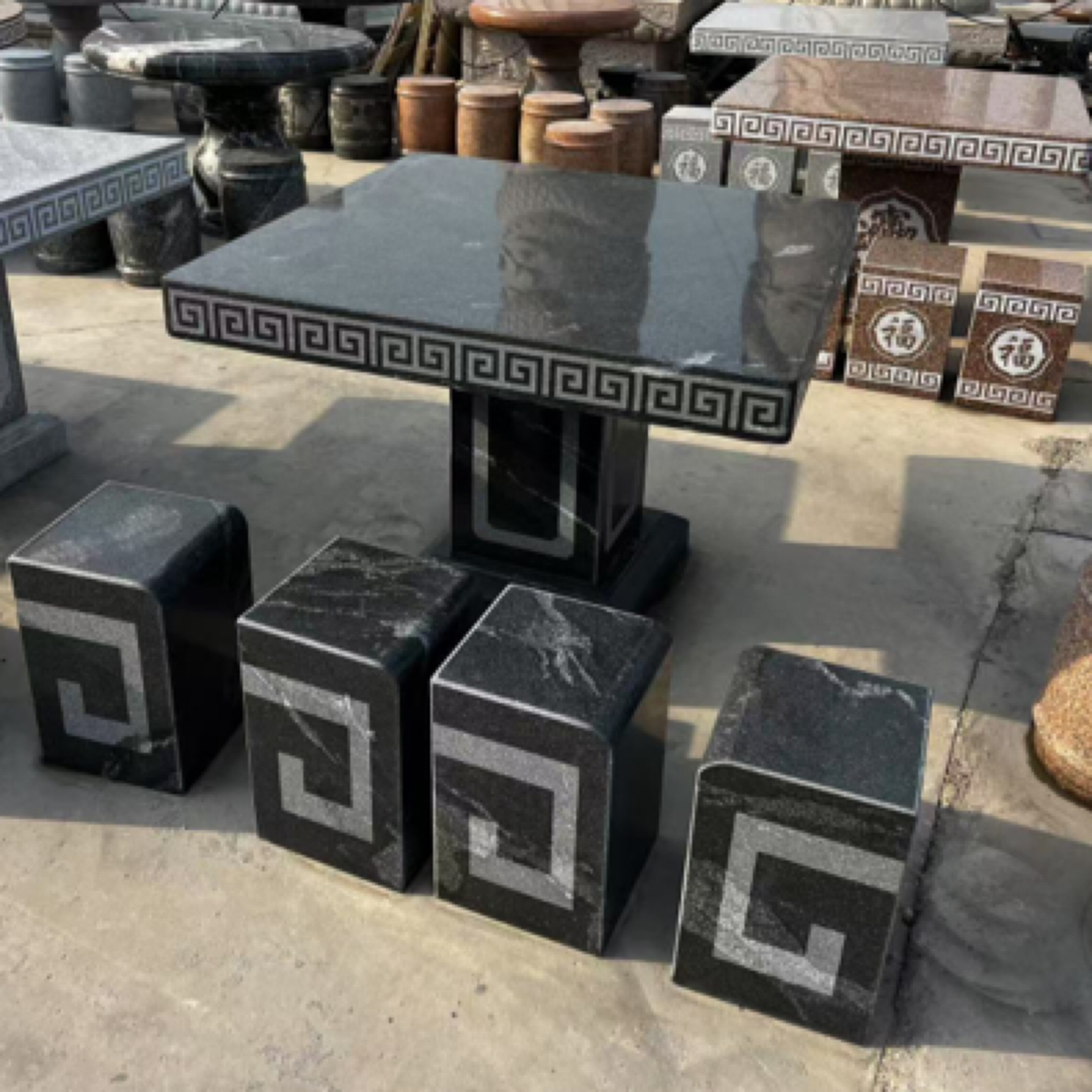 天然石材加厚方桌石凳适合户外庭院花园阳台摆放工厂定做批发价格