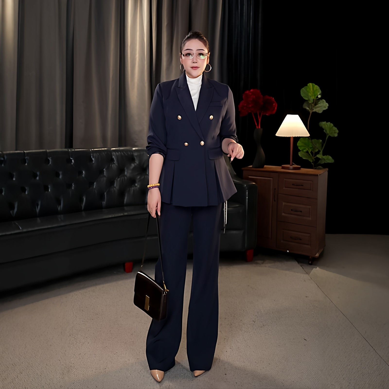 伊馨大码女装西装外套女胖mm西服外套面试工作服主持人职业套装