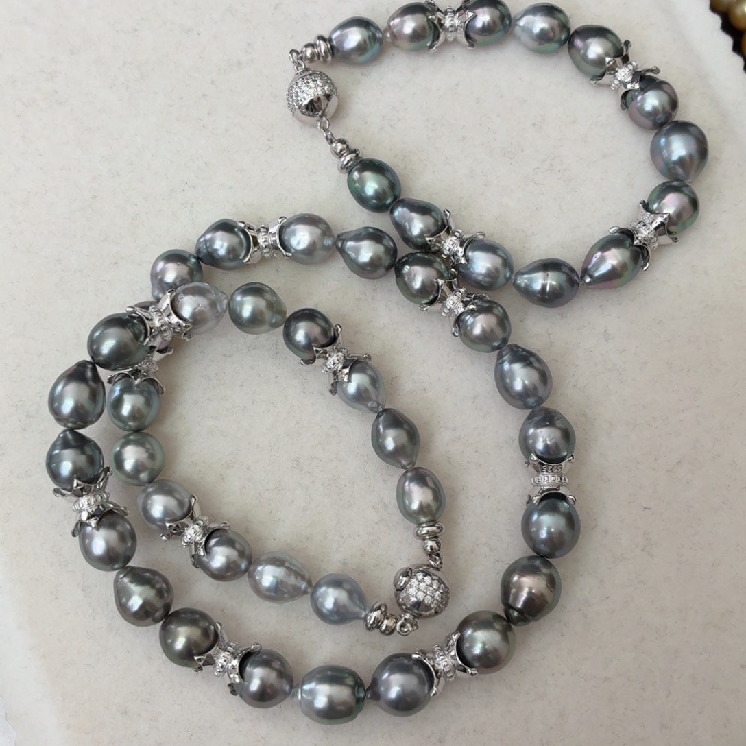 海水珍珠银S925镶嵌颈饰