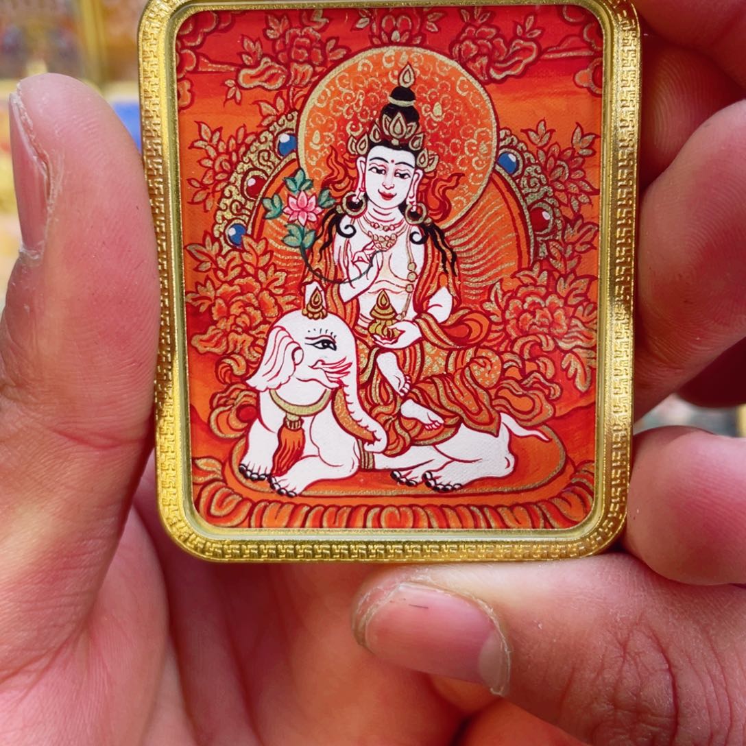 吊坠纯手绘唐卡热贡普贤老师红唐