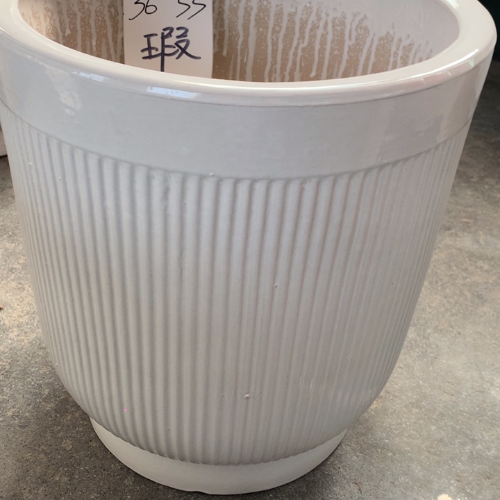 花盆陶瓷大号竖条纹纯bai